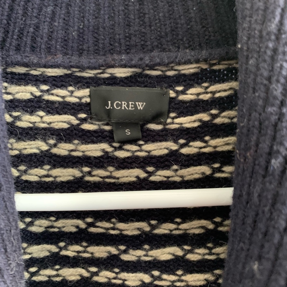 J. Crew Men's Dark Blue Patterned Shawl Collared Cardigan - Picture 4 of 5